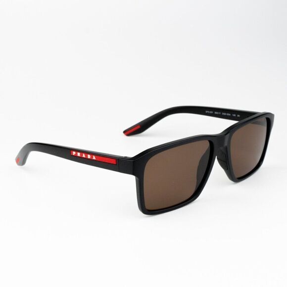 NEW Prada Linea Rossa PS05YS DG050A Black Rubber Brown Unisex Sunglasses - Picture 6 of 10